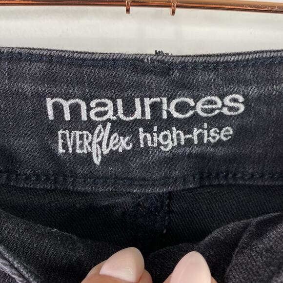 MAURICES Black Mineral Washed High Rise Everflex Skinny Jeans Size 14 Short - Picture 8 of 11